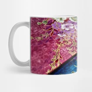 Handcrafted flower pattern fabrics from Myanmar. Mug